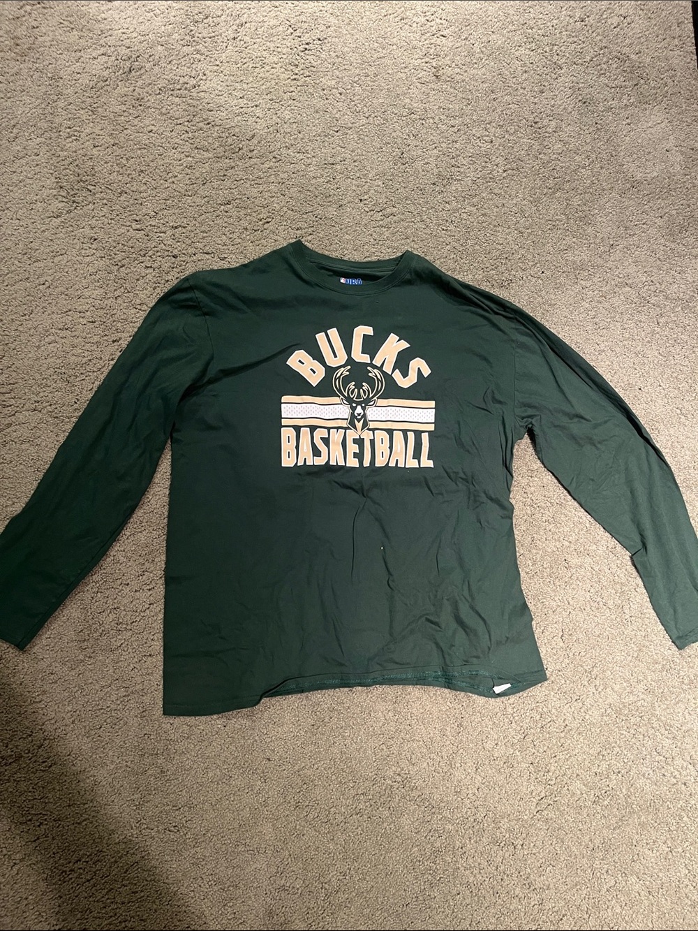 NBA Dark Green Graphic Long Sleeve Shirt